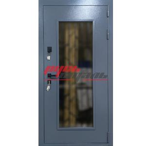 дверь со стеклопакетом, отделка порошок и МДФ